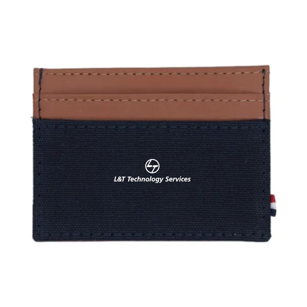 Houston Card Wallet- Navy Blue with Tan